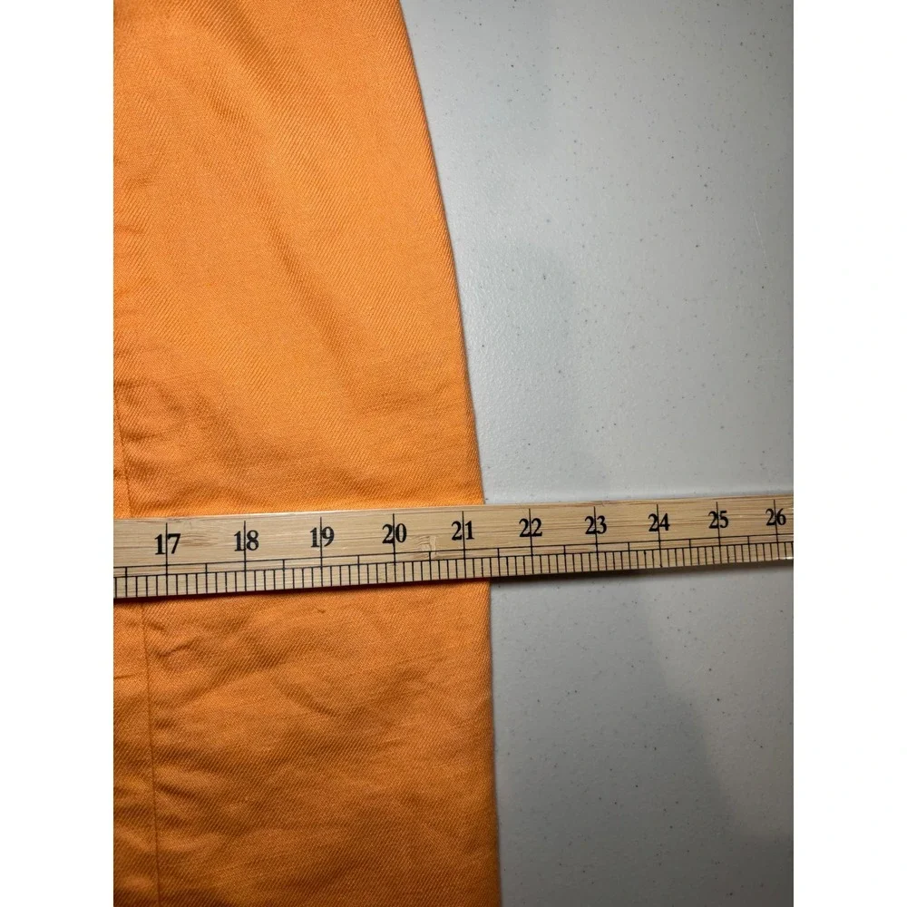 J.‎ Crew Tangerine Orange Front Slit Linen Blend Skirt 14 Lightweight Y2K Peach